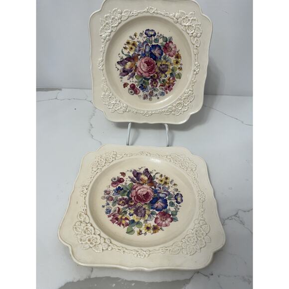 VTG Crown Ducal Gainsborough England Square Plates 749657- 2 Plates - Picture 6 of 6